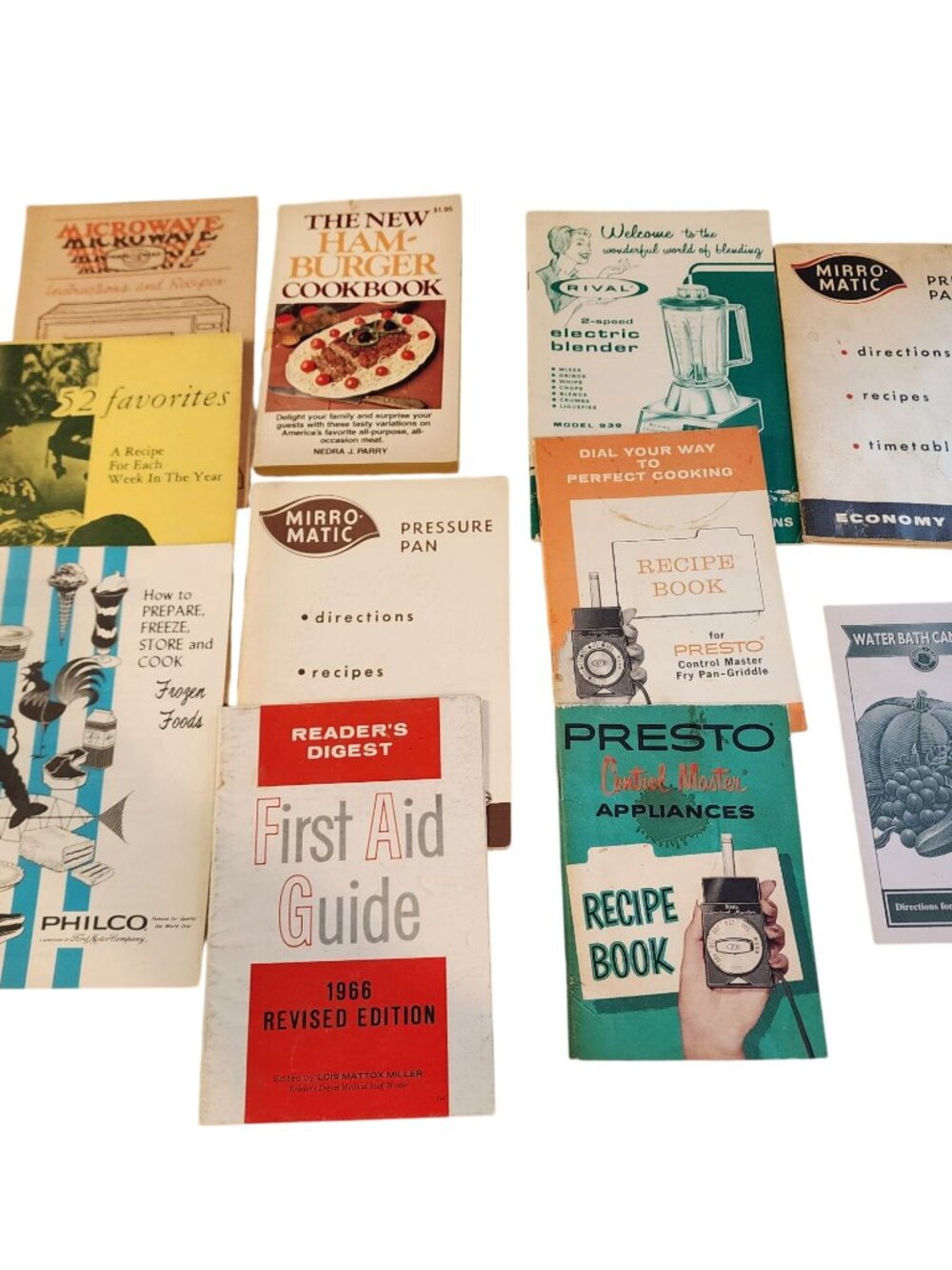 Vintage 1960 assortment Cookbooks Preto Mirro Philco rival